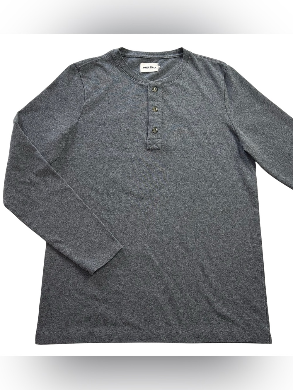 Taylor Stitch Heavy Bag Henley Long Sleeve Shirt Men’s 38 Heather Charcoal Gray
